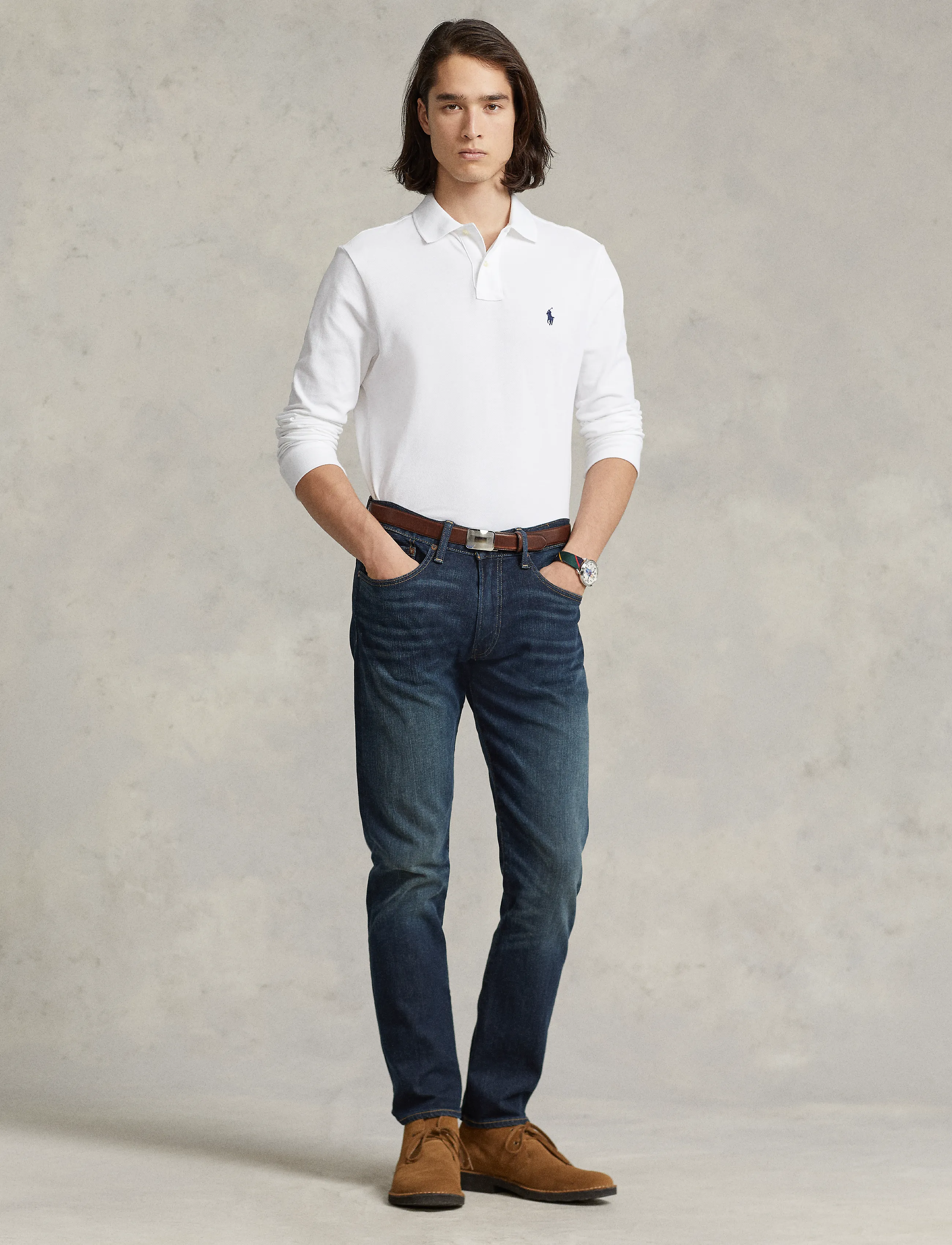 Polo Ralph Lauren - Slim Fit Mesh Long-Sleeve Polo - langerma pólóbolir - white - 3