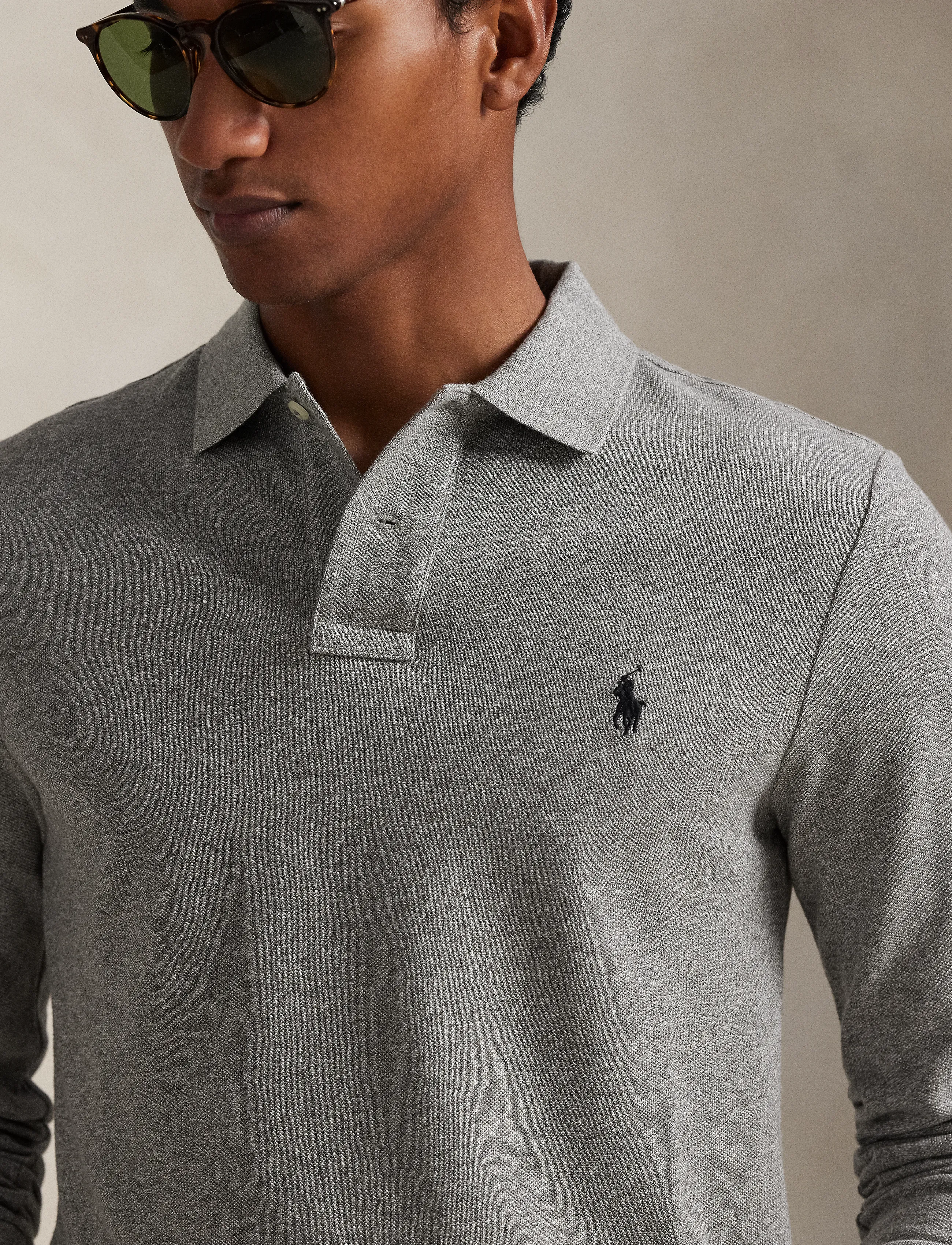 Polo Ralph Lauren - Slim Fit Mesh Long-Sleeve Polo - polo skyrtur - canterbury heathe - 4