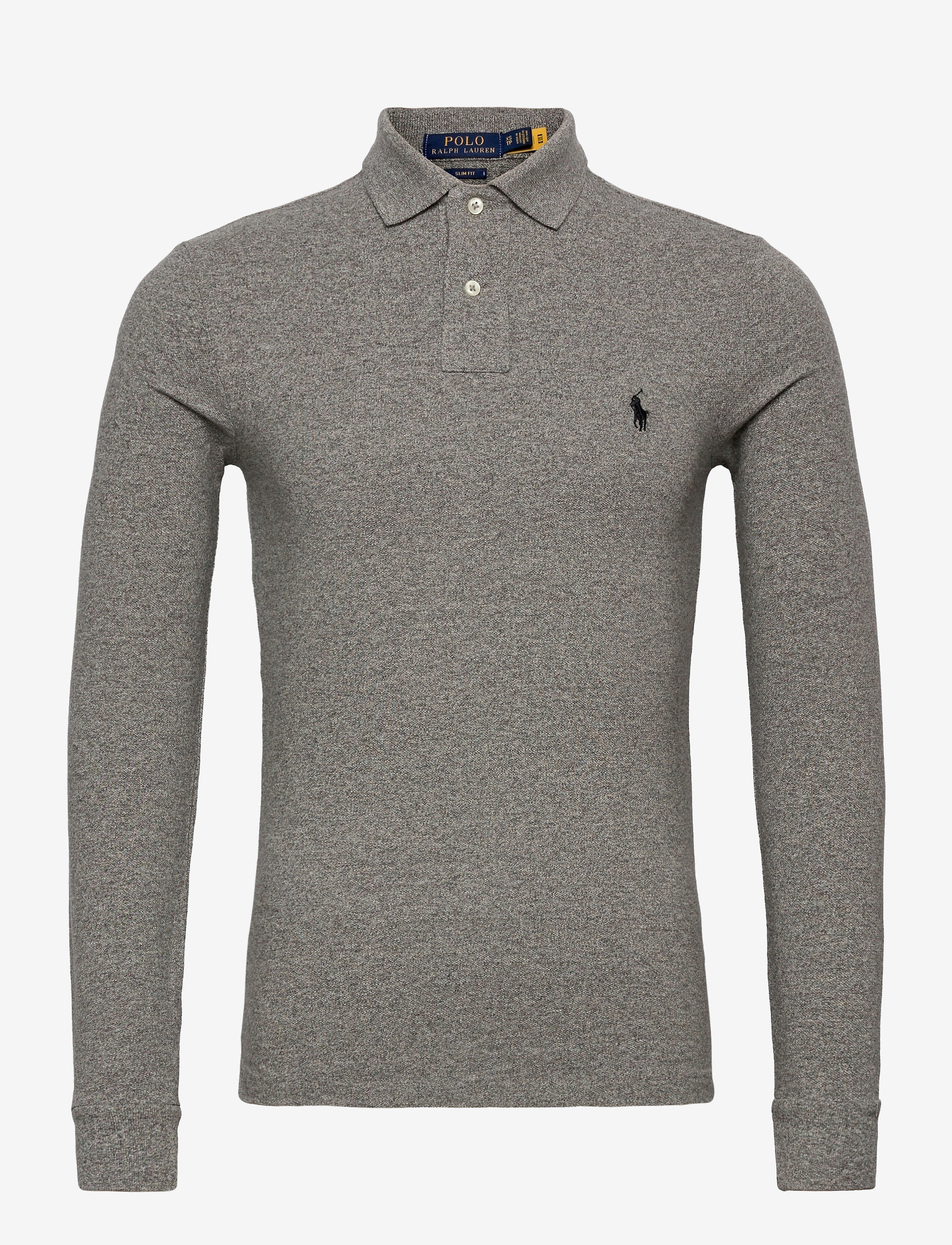 Polo Ralph Lauren Slim Fit Mesh Long-Sleeve Polo - Knitwear - CANTERBURY HEATHE / grey