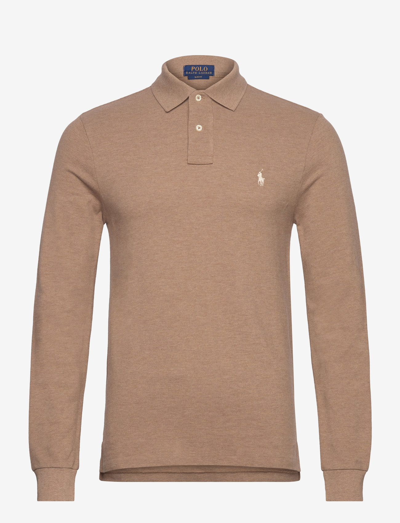 Polo Ralph Lauren - Slim Fit Mesh Long-Sleeve Polo - langærmede poloer - grey cloud heathe - 1