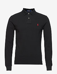 Slim Fit Mesh Long-Sleeve Polo Shirt - POLO BLACK/C3870
