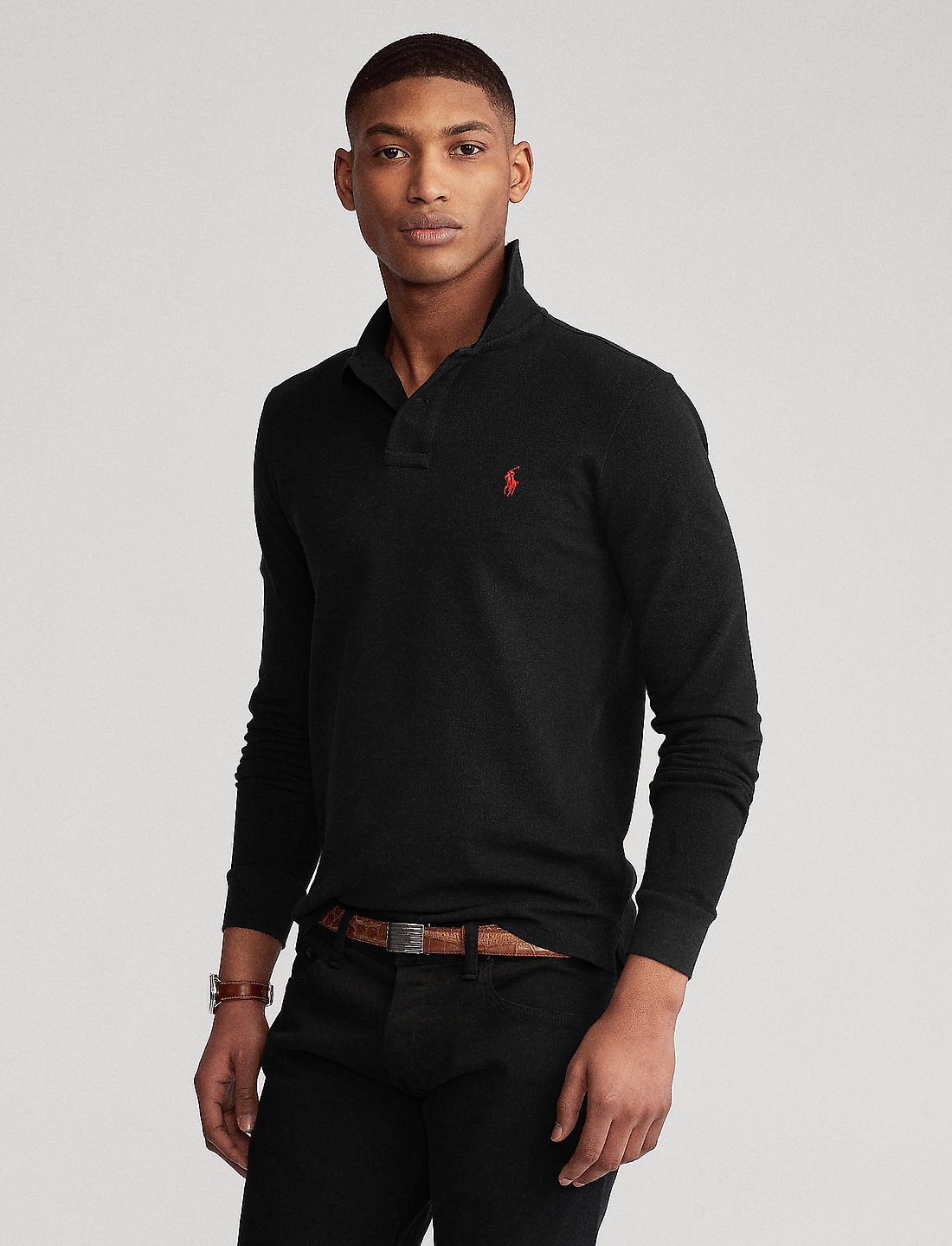 Polo Ralph Lauren - Slim Fit Mesh Long-Sleeve Polo Shirt - geweven polo's - polo black/c3870 - 0