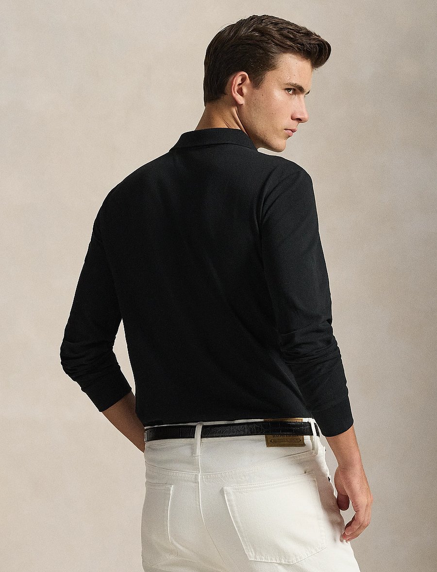 Polo Ralph Lauren - Slim Fit Mesh Long-Sleeve Polo - polo shirts - polo black/c3870 - 3