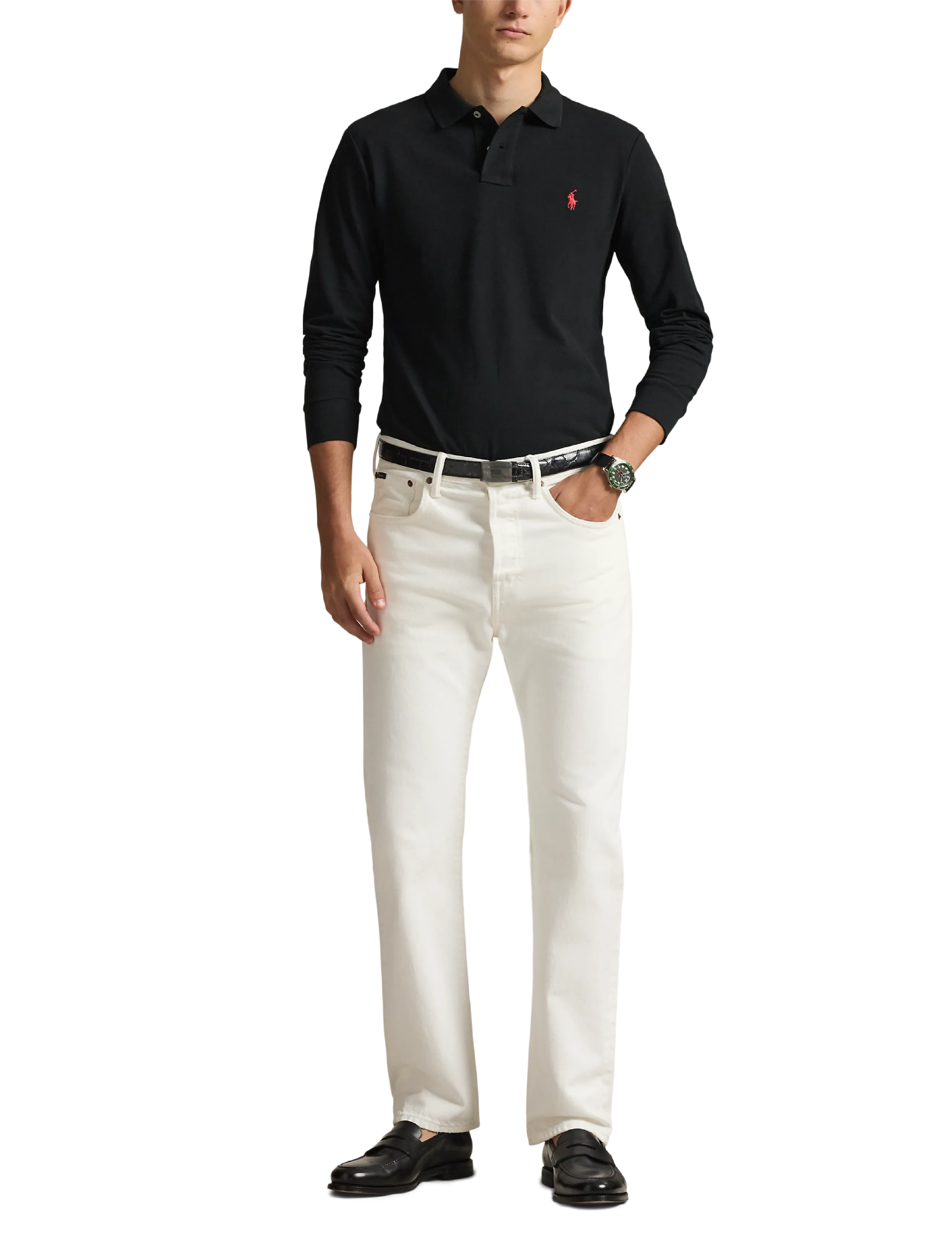 Polo Ralph Lauren Slim Fit Mesh Long-Sleeve Polo pikéer herr – bild 5
