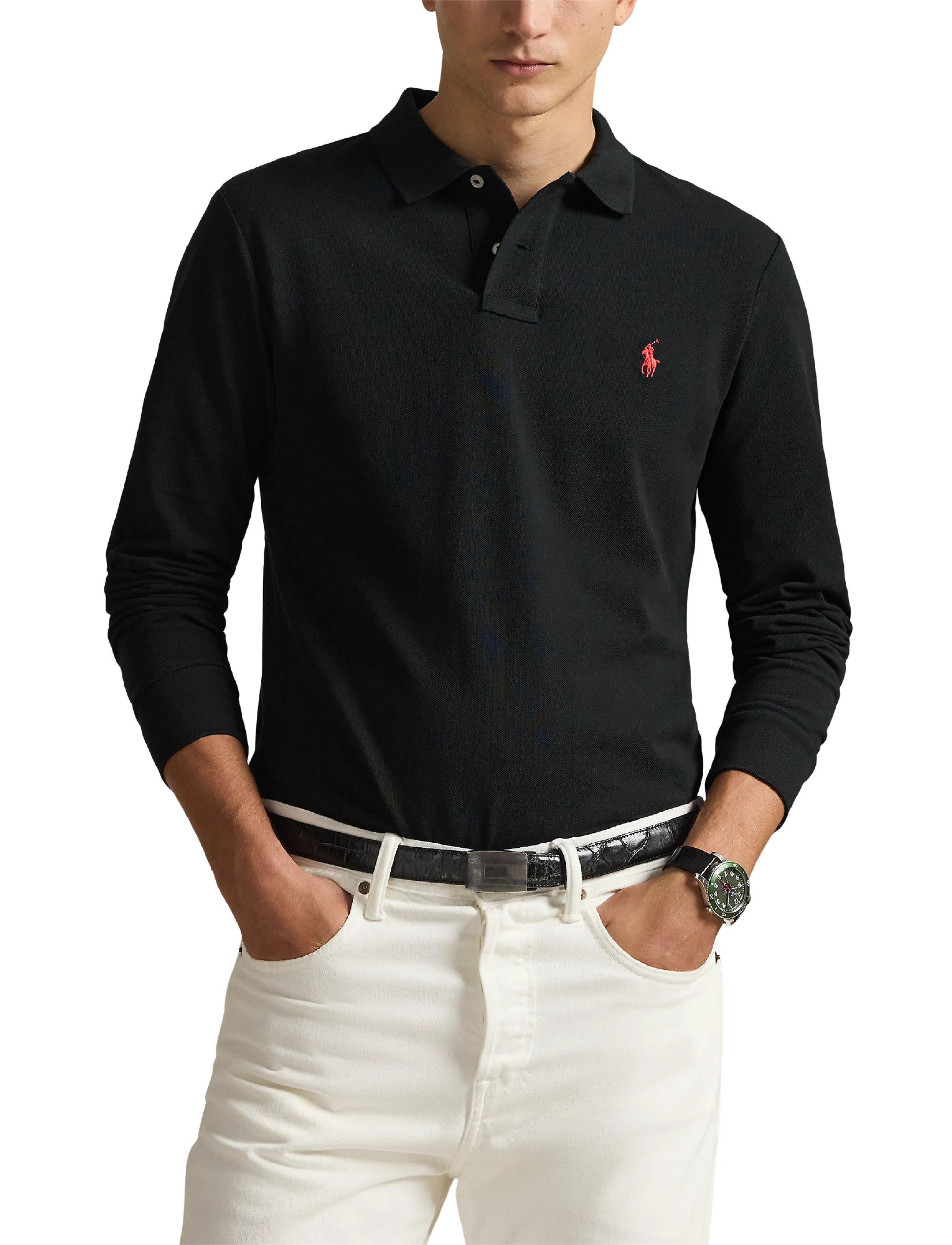 Polo Ralph Lauren Slim Fit Mesh Long-Sleeve Polo pikéer herr – bild 7