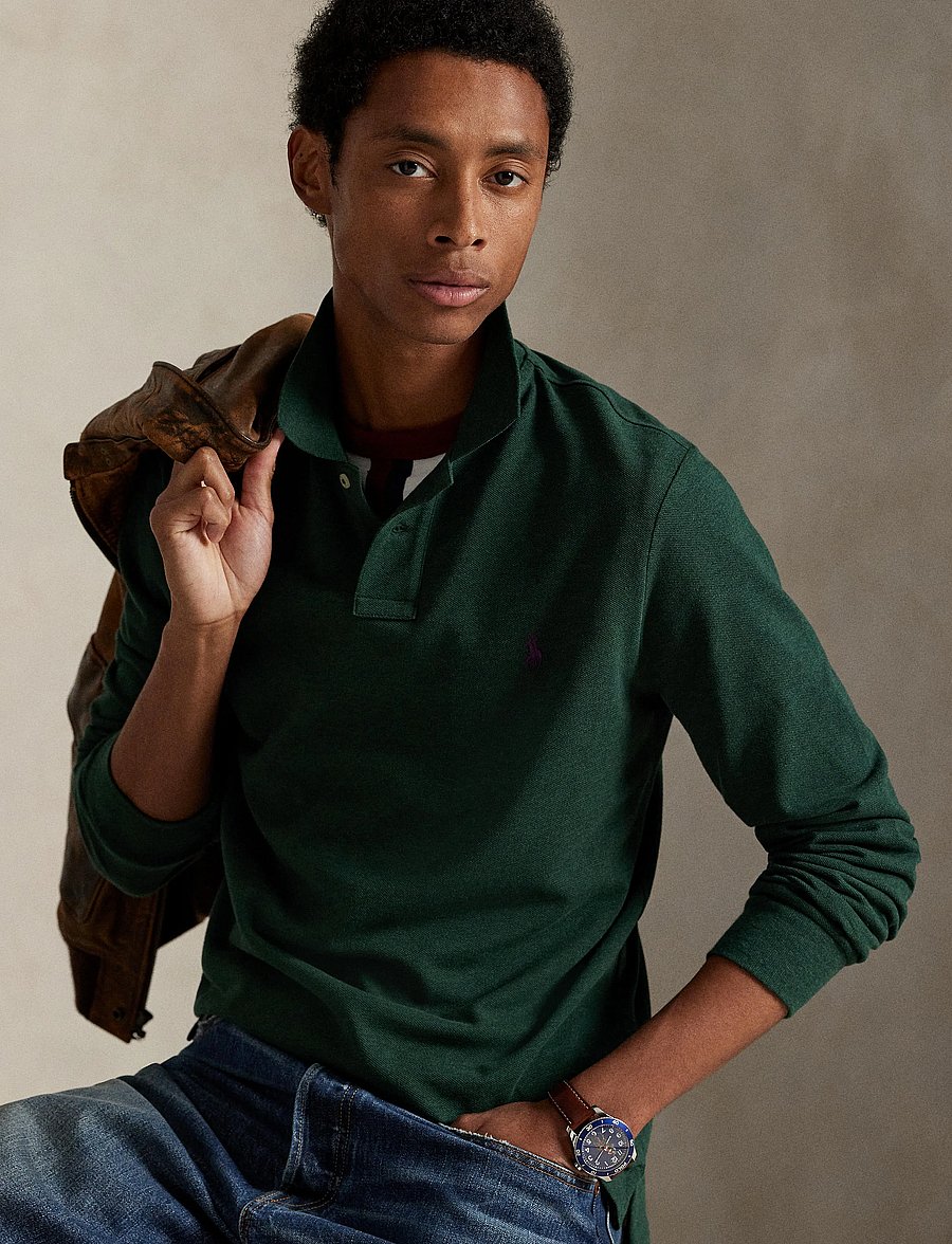 Polo Ralph Lauren - Slim Fit Mesh Long-Sleeve Polo Shirt - pikkade varrukatega polod - scotch pine heath - 3