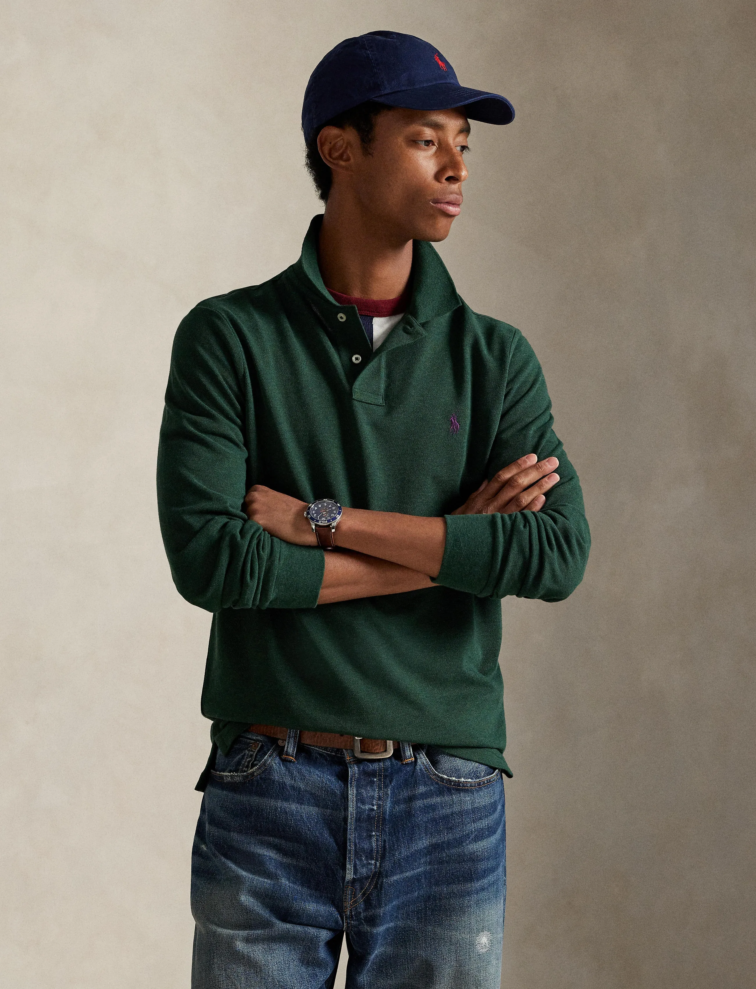 Polo Ralph Lauren Slim Fit Mesh Long-Sleeve Polo pikéer herr – bild 9