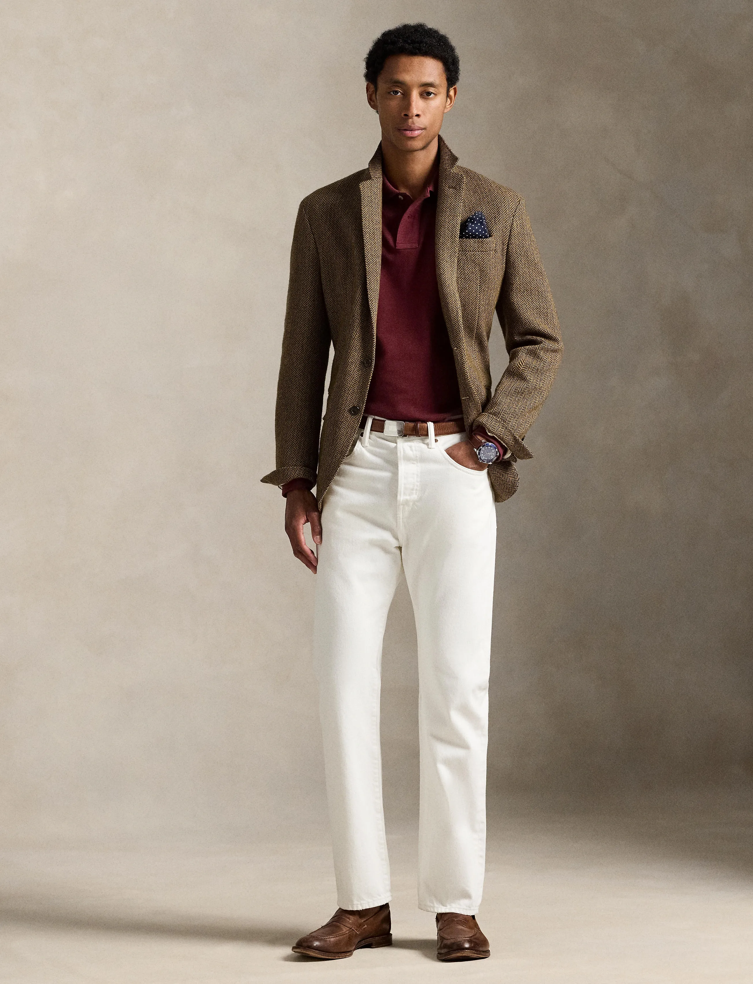 Polo Ralph Lauren Slim Fit Mesh Long-Sleeve Polo, XS, Polos, Burgunderrot - Long-sleeved, Männerswear