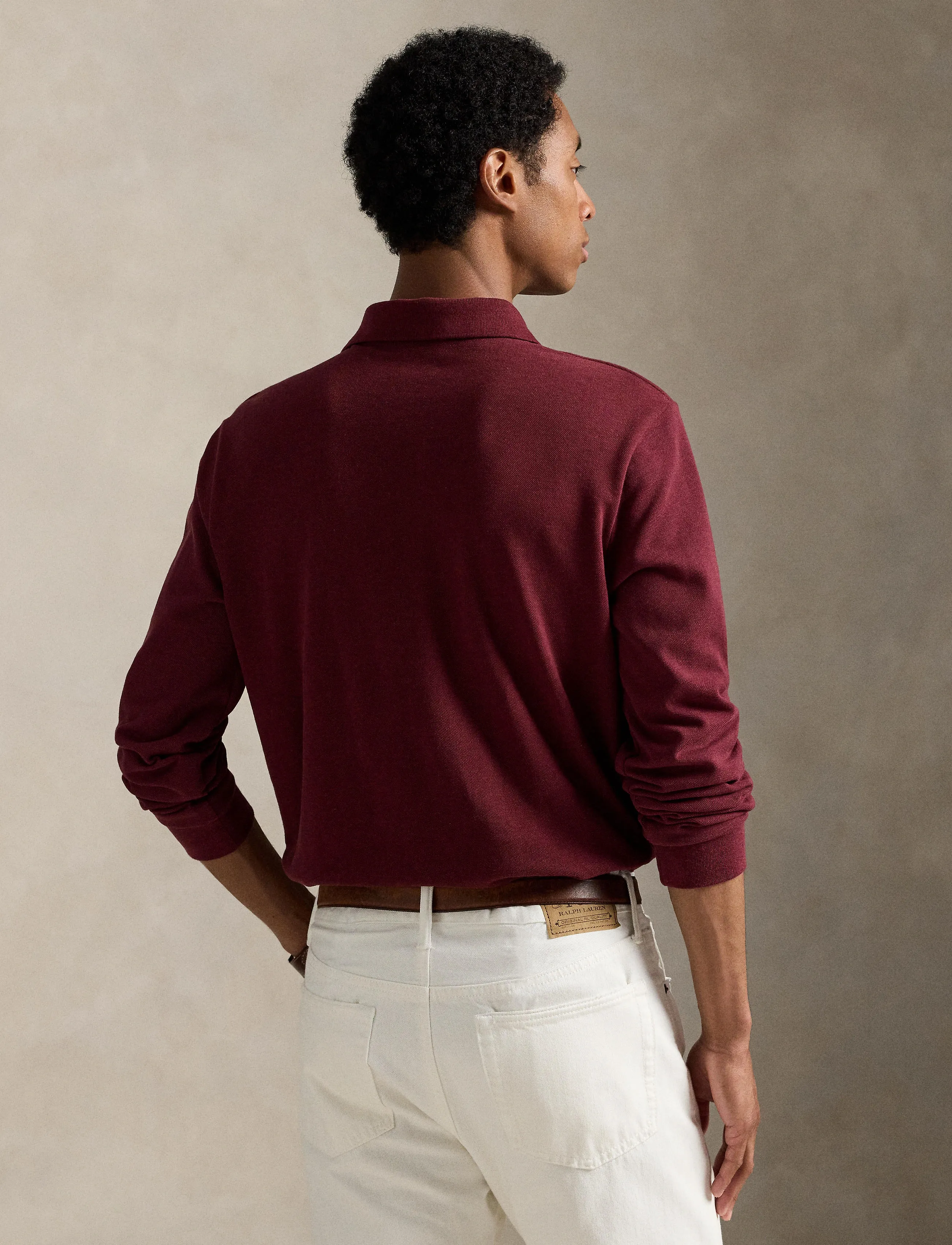 Polo Ralph Lauren - Slim Fit Mesh Long-Sleeve Polo - polo shirts - spring wine heath - 2