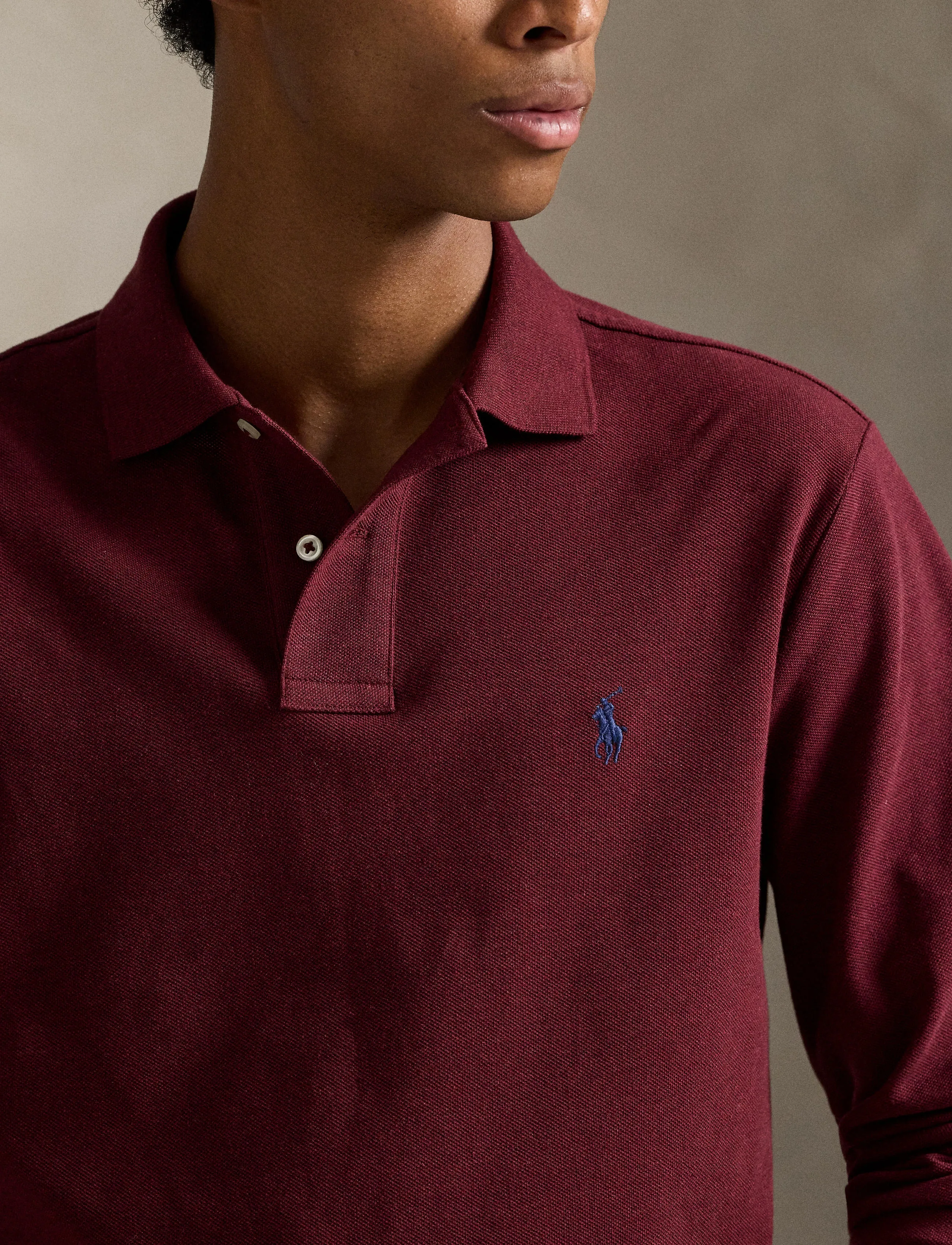 Polo Ralph Lauren Slim Fit Mesh Long-Sleeve Polo pikéer herr – bild 7