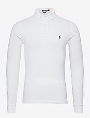 Slim Fit Mesh Long-Sleeve Polo Shirt - WHITE