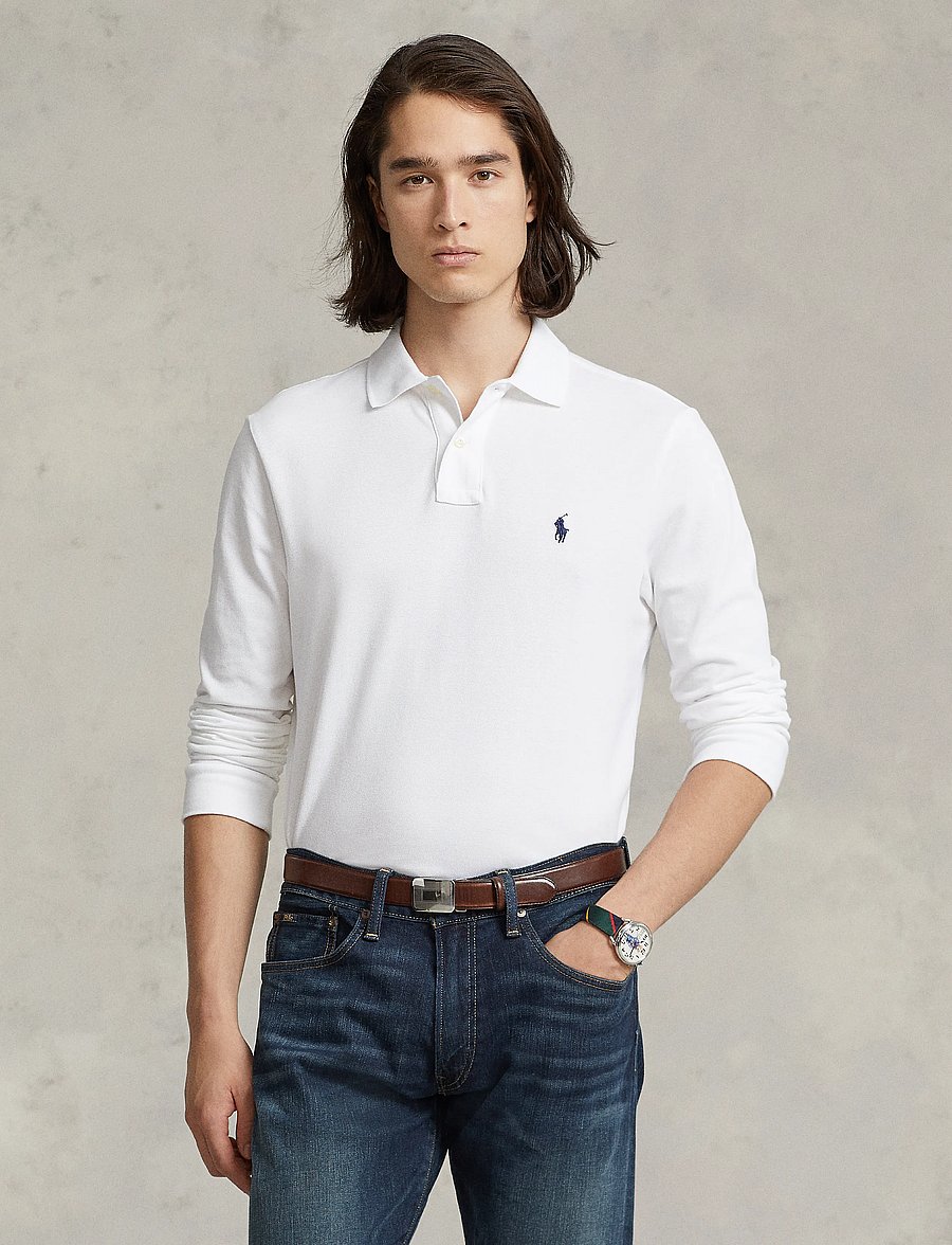 Polo Ralph Lauren - Slim Fit Mesh Long-Sleeve Polo - langärmelig - white - 0
