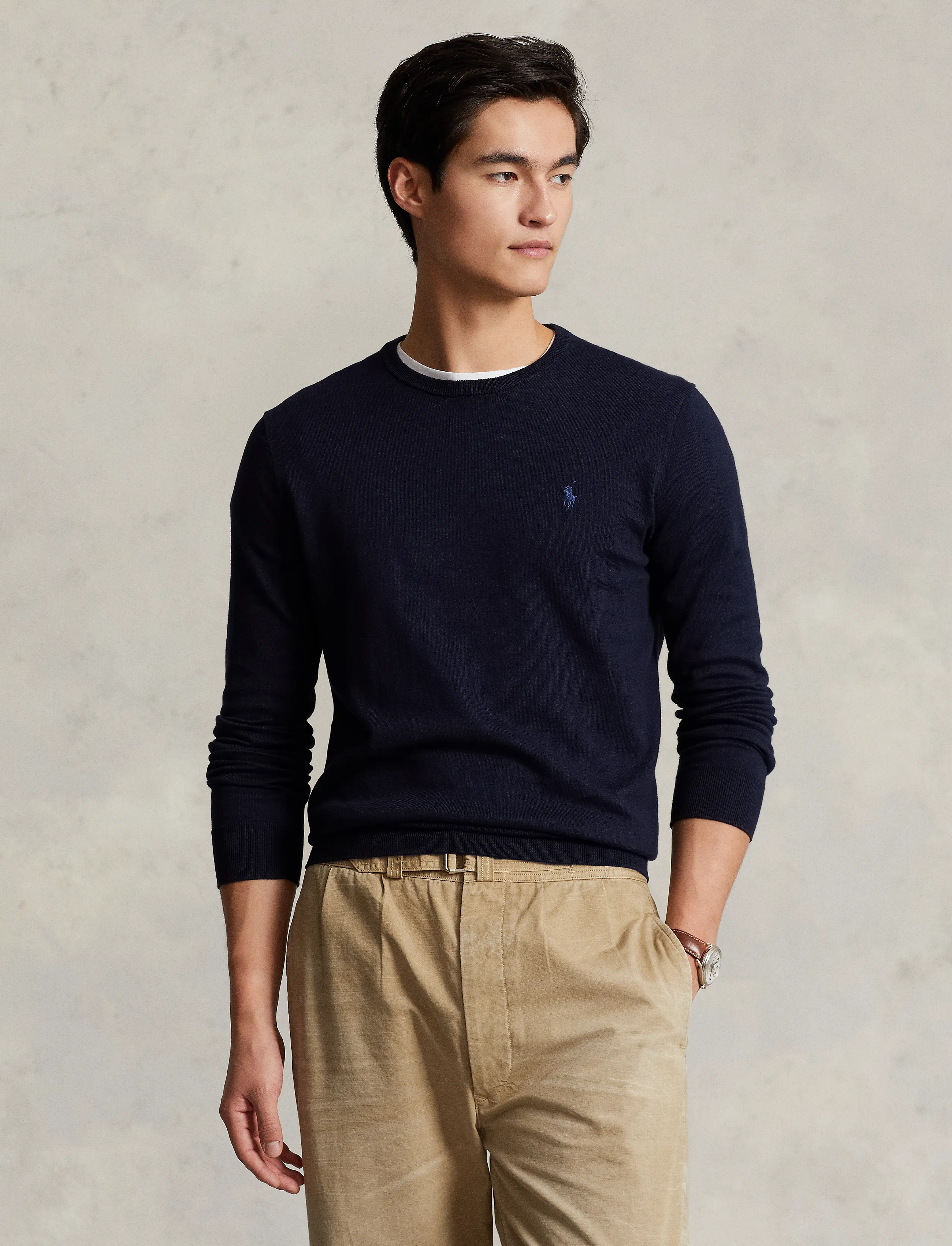 Polo Ralph Lauren - Slim Fit Cotton Sweater - rund hals - hunter navy - 3