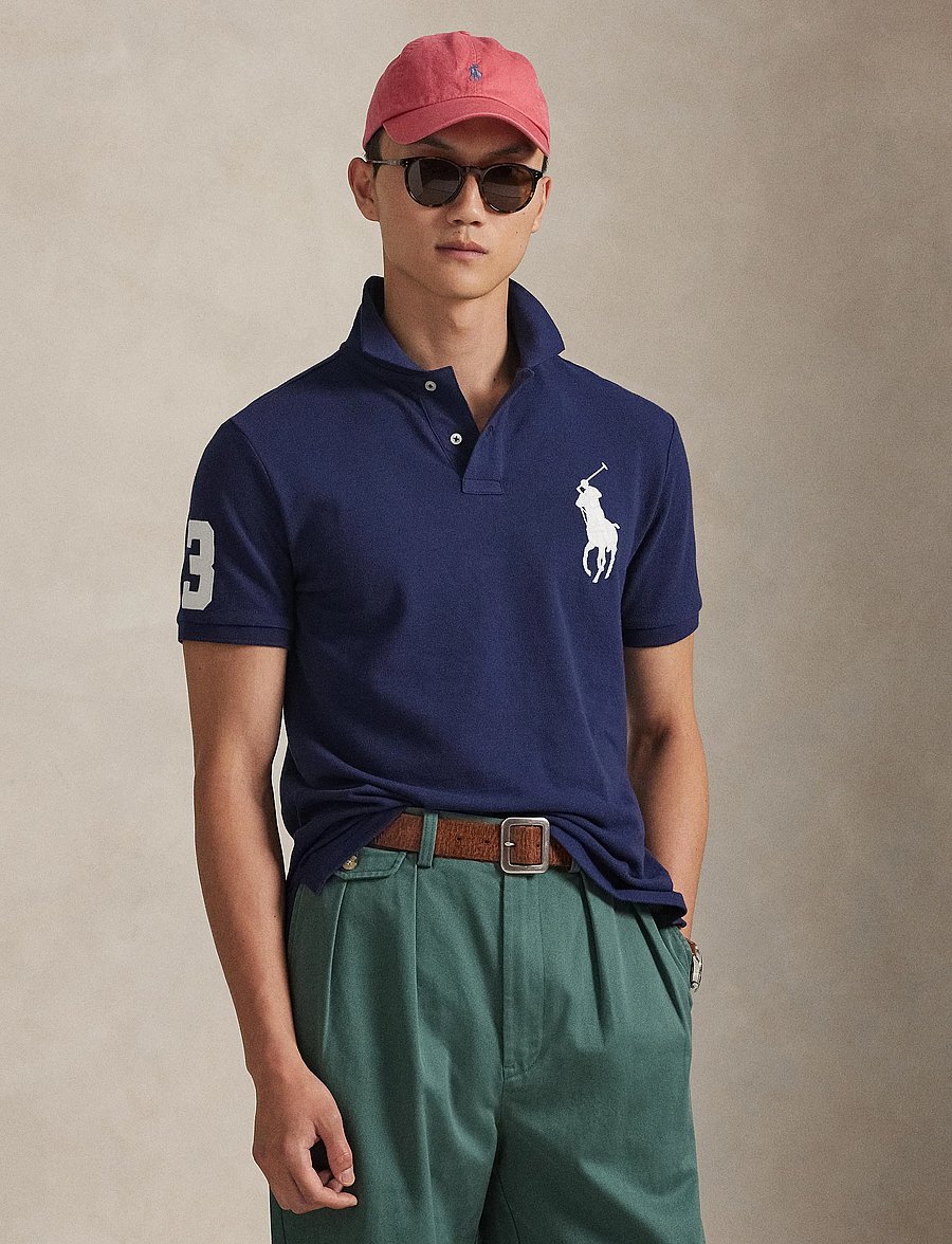 Polo Ralph Lauren - Custom Slim Fit Big Pony Mesh Polo Shirt - kortærmede poloer - newport navy - 4