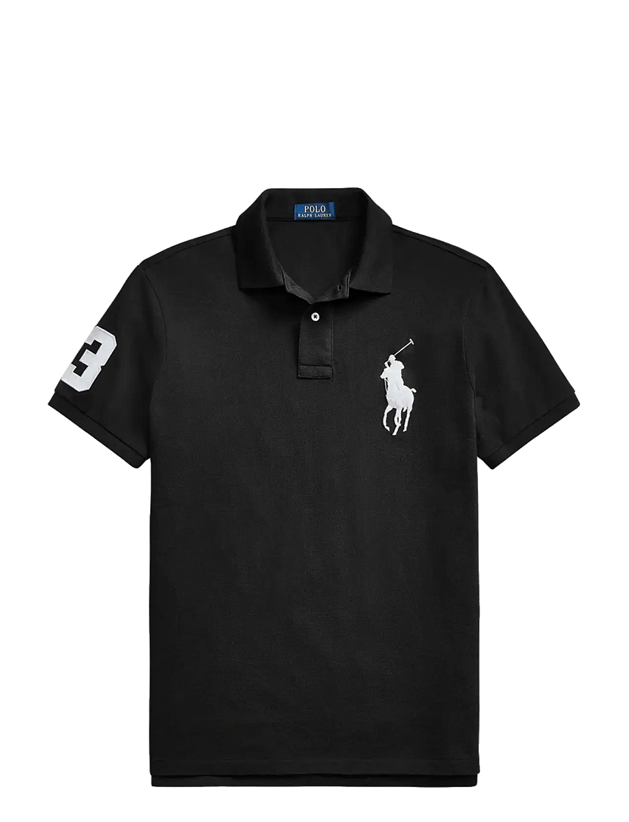 Polo Ralph Lauren - Custom Slim Fit Big Pony Mesh Polo Shirt - kortærmede poloer - polo black - 1