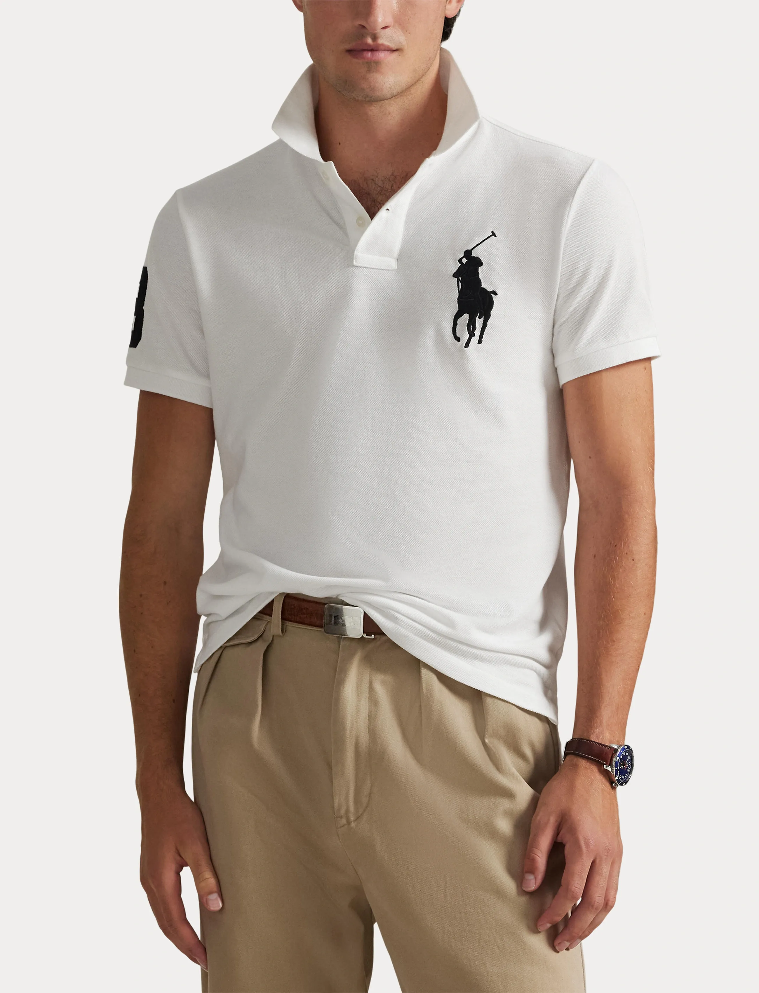 Polo Ralph Lauren - Custom Slim Fit Big Pony Mesh Polo Shirt - kurzärmelig - white - 5