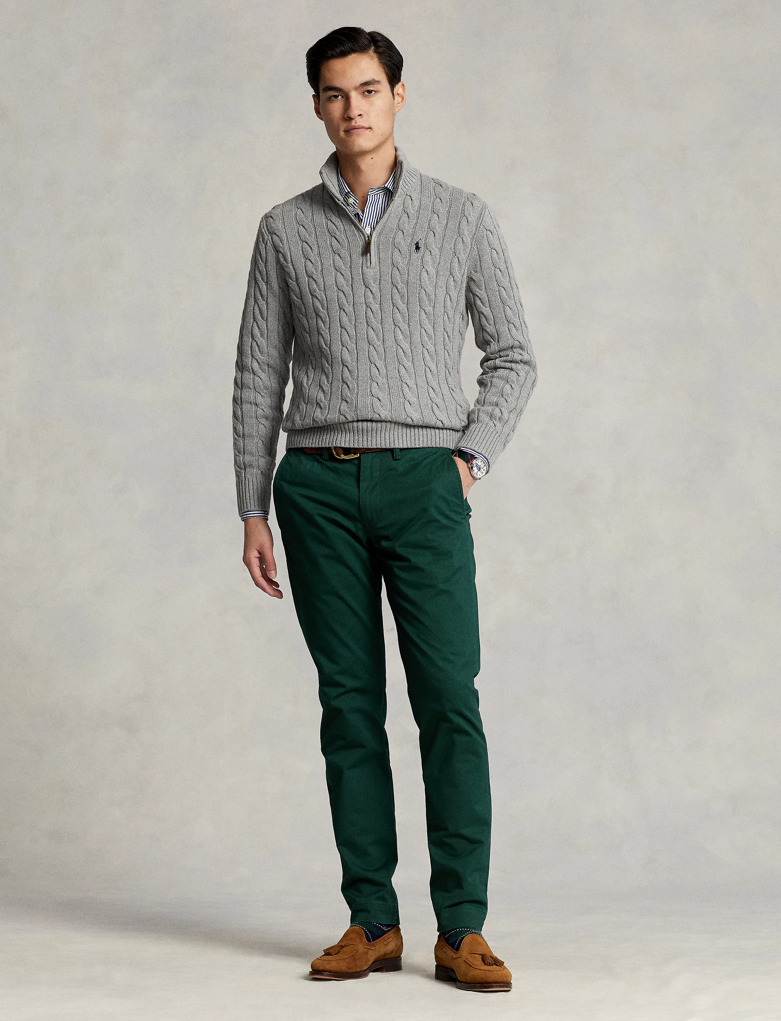 Polo Ralph Lauren STRAIGHT FIT BEDFORD PANT - Kläder - COLLEGE GREEN / green