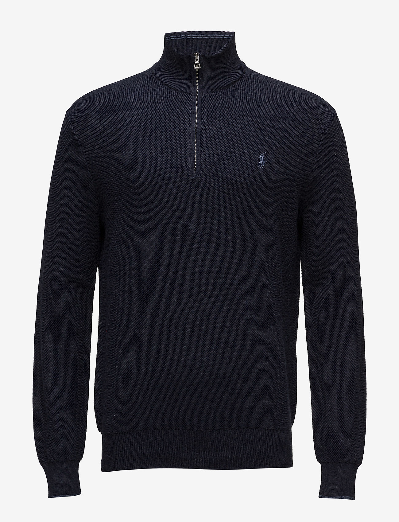Polo Ralph Lauren - Mesh-Knit Cotton Quarter-Zip Sweater - navy heather - 0