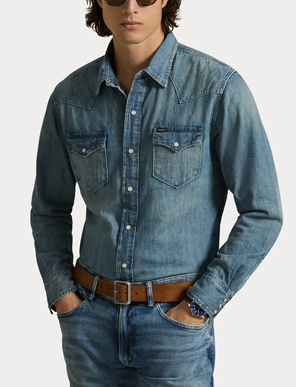 Polo Ralph Lauren - Slub Denim Western Shirt - basic shirts - rl western - 5
