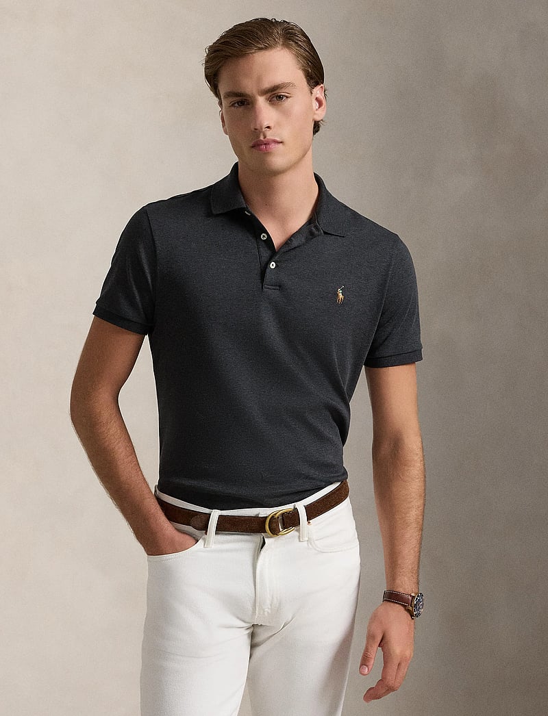 Polo Ralph Lauren - Custom Slim Fit Soft Cotton Polo Shirt - kortærmede poloer - black marl heathe - 3