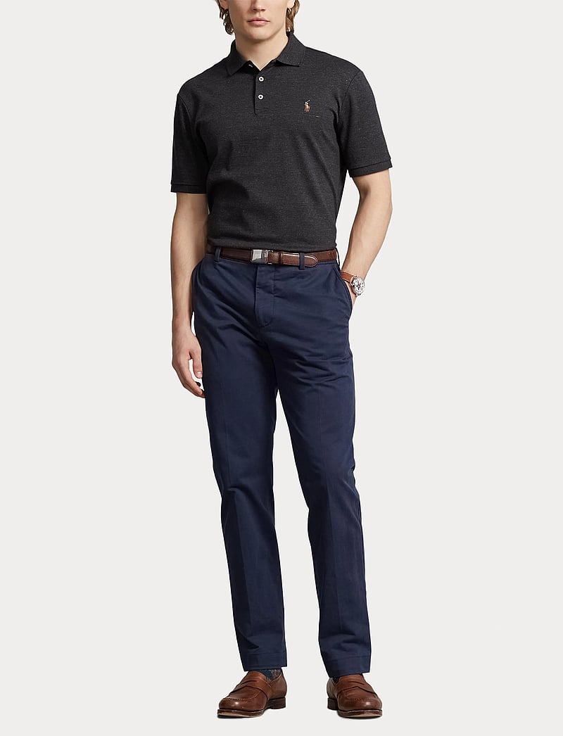 Polo Ralph Lauren - Custom Slim Fit Soft Cotton Polo Shirt - kortærmede poloer - black marl heathe - 4