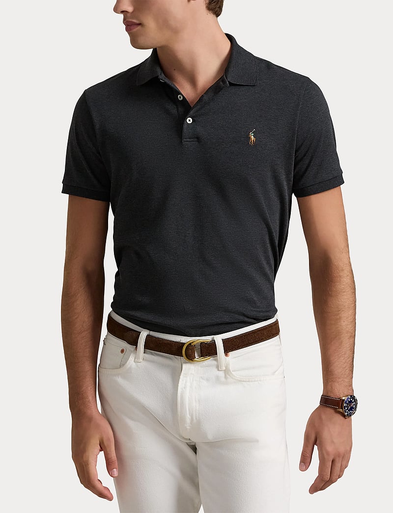 Polo Ralph Lauren - Custom Slim Fit Soft Cotton Polo Shirt - kortærmede poloer - black marl heathe - 5