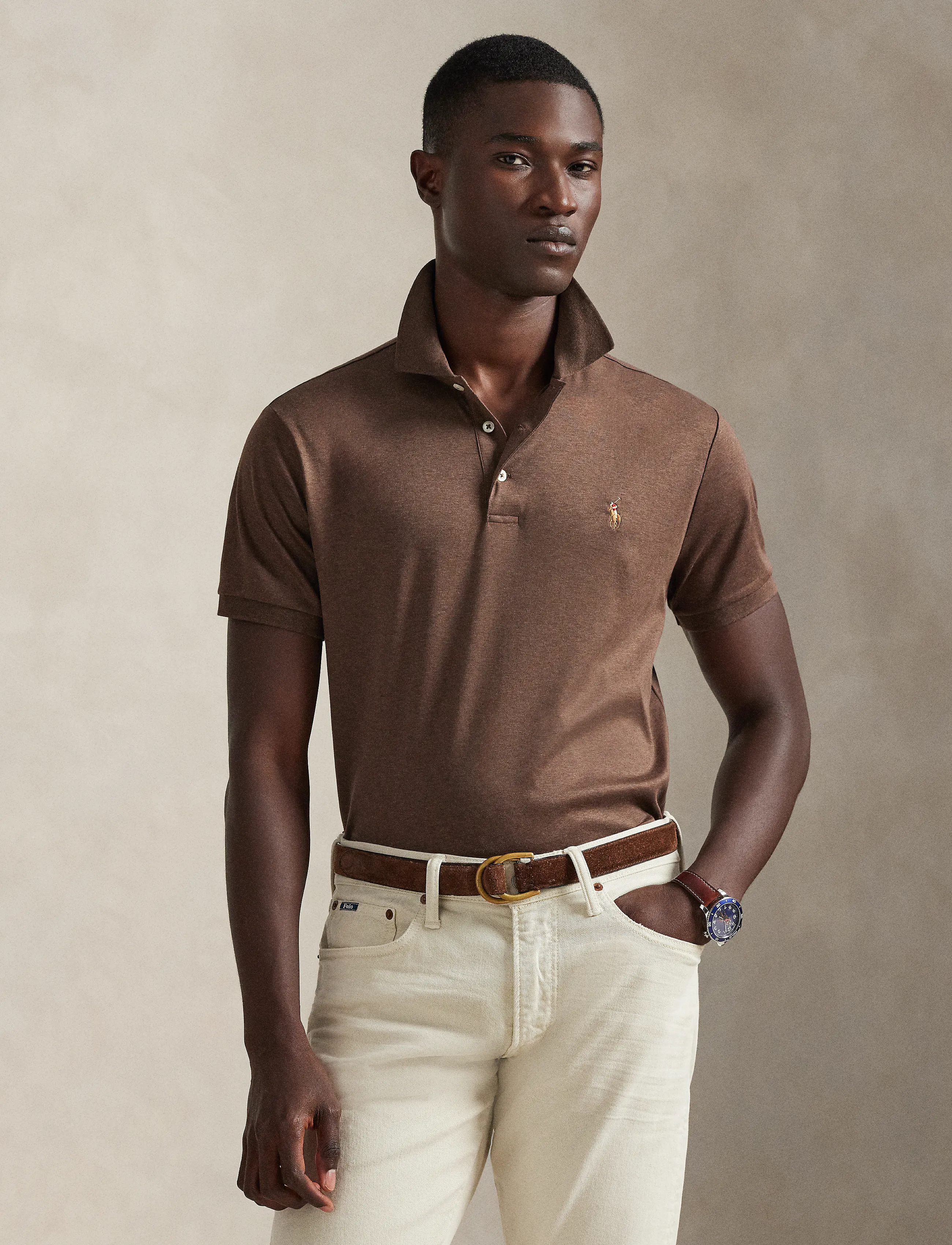 Polo Ralph Lauren - Custom Slim Fit Soft Cotton Polo Shirt - lühikeste varrukatega polod - nutmeg brown heat - 2