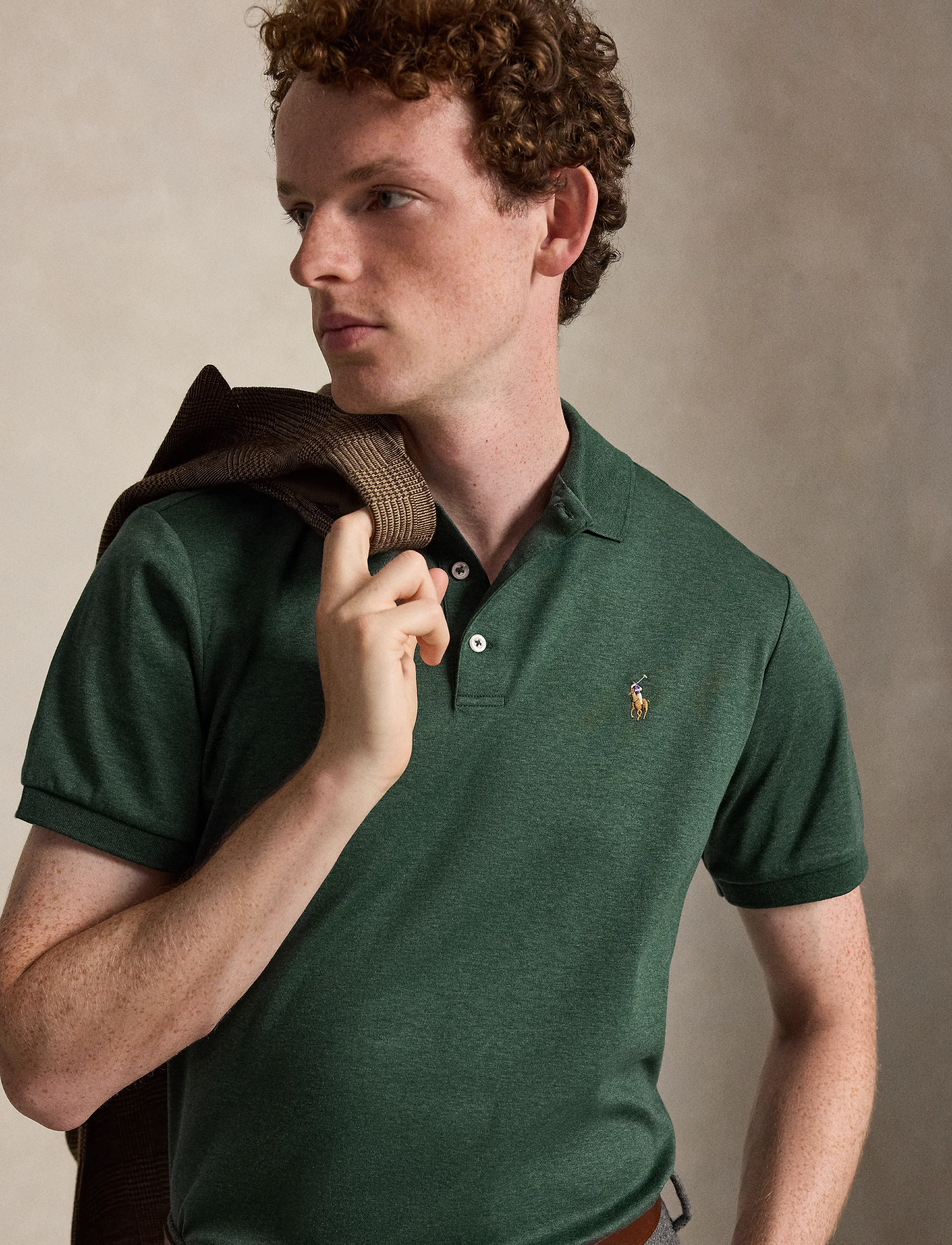 Polo Ralph Lauren Custom Slim Fit Soft Cotton Polo Shirt - Business - SCOTCH PINE HEATH / green