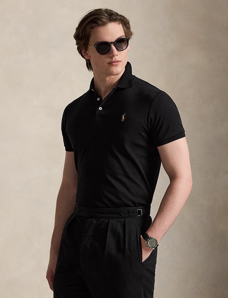 Polo Ralph Lauren - Custom Slim Fit Soft Cotton Polo Shirt - kortærmede poloer - polo black - 0