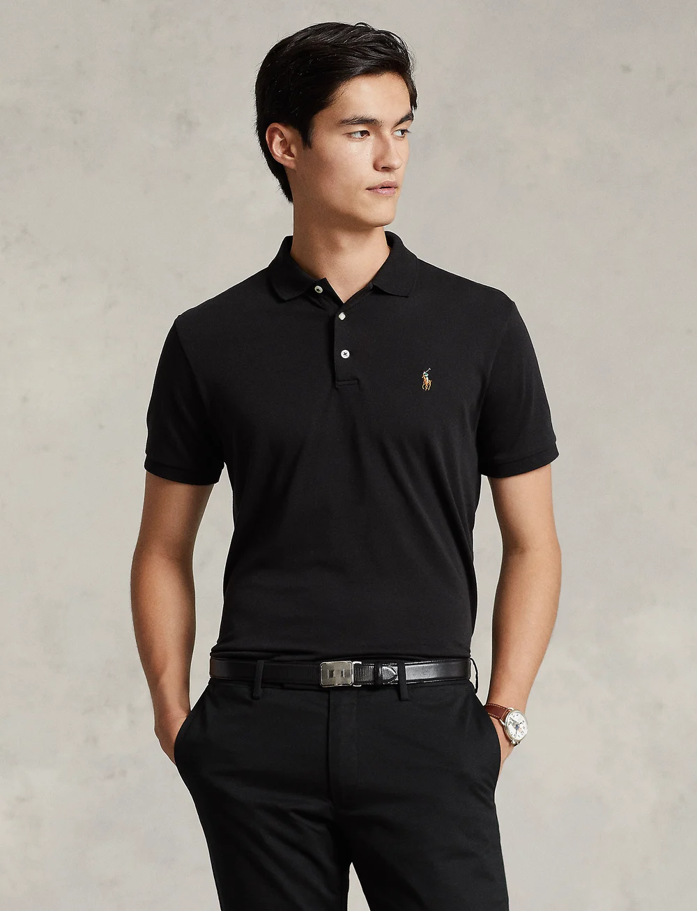Polo Ralph Lauren - Custom Slim Fit Soft Cotton Polo Shirt - kortærmede poloer - polo black - 0