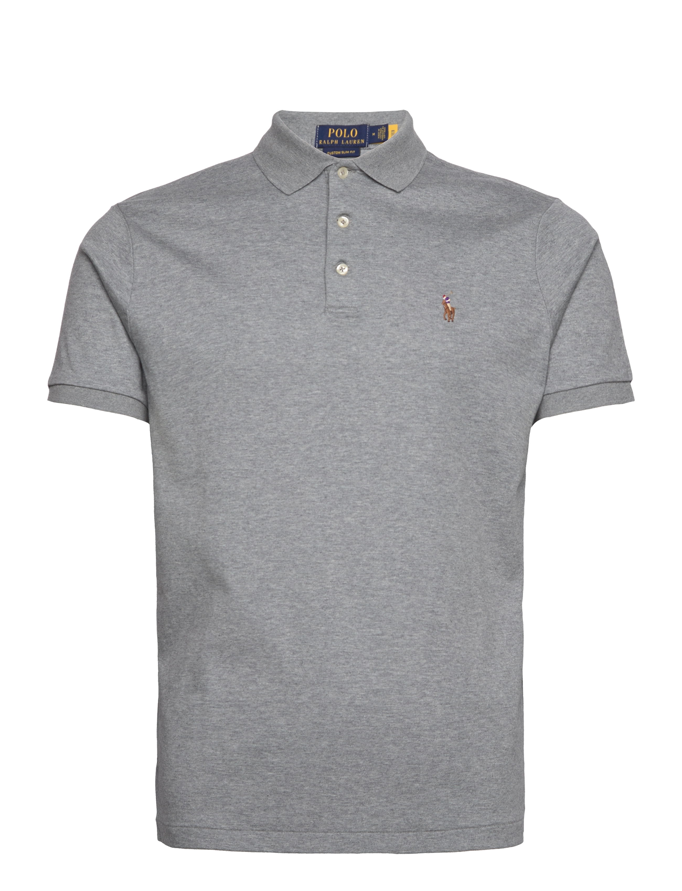 Polo Ralph Lauren - Custom Slim Fit Soft Cotton Polo Shirt - kortærmede poloer - steel heather - 0