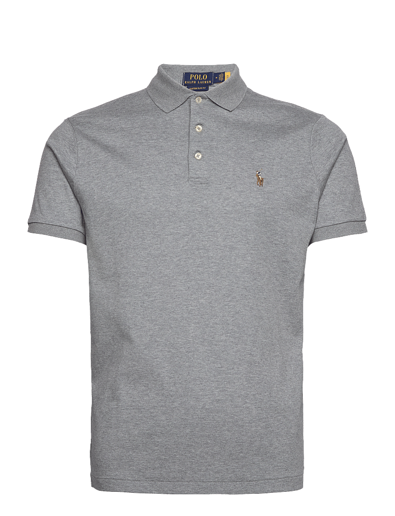 Polo Ralph Lauren - Custom Slim Fit Soft Cotton Polo Shirt - kortærmede poloer - steel heather - 0
