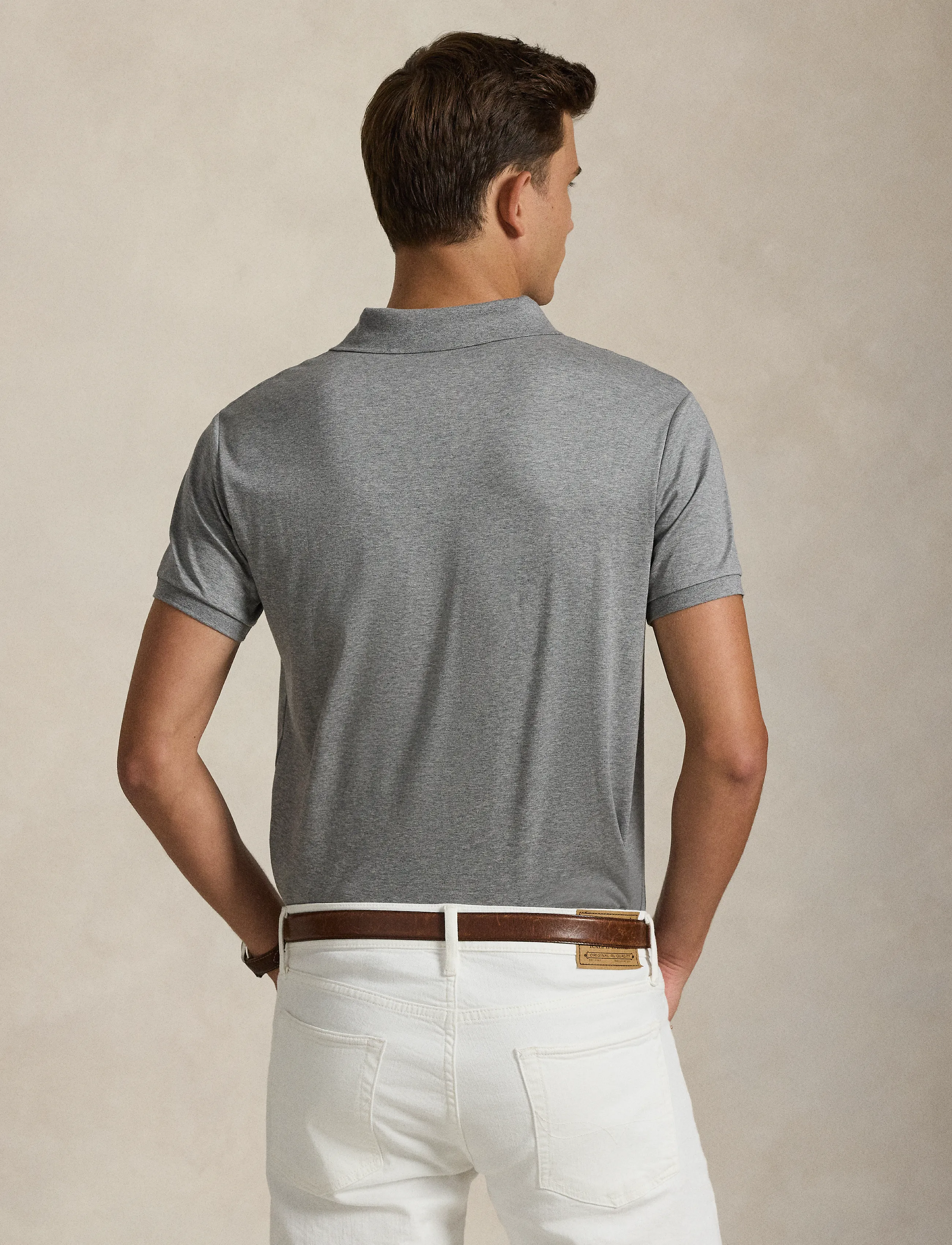Polo Custom Slim Fit i mjuk grå bomull 4