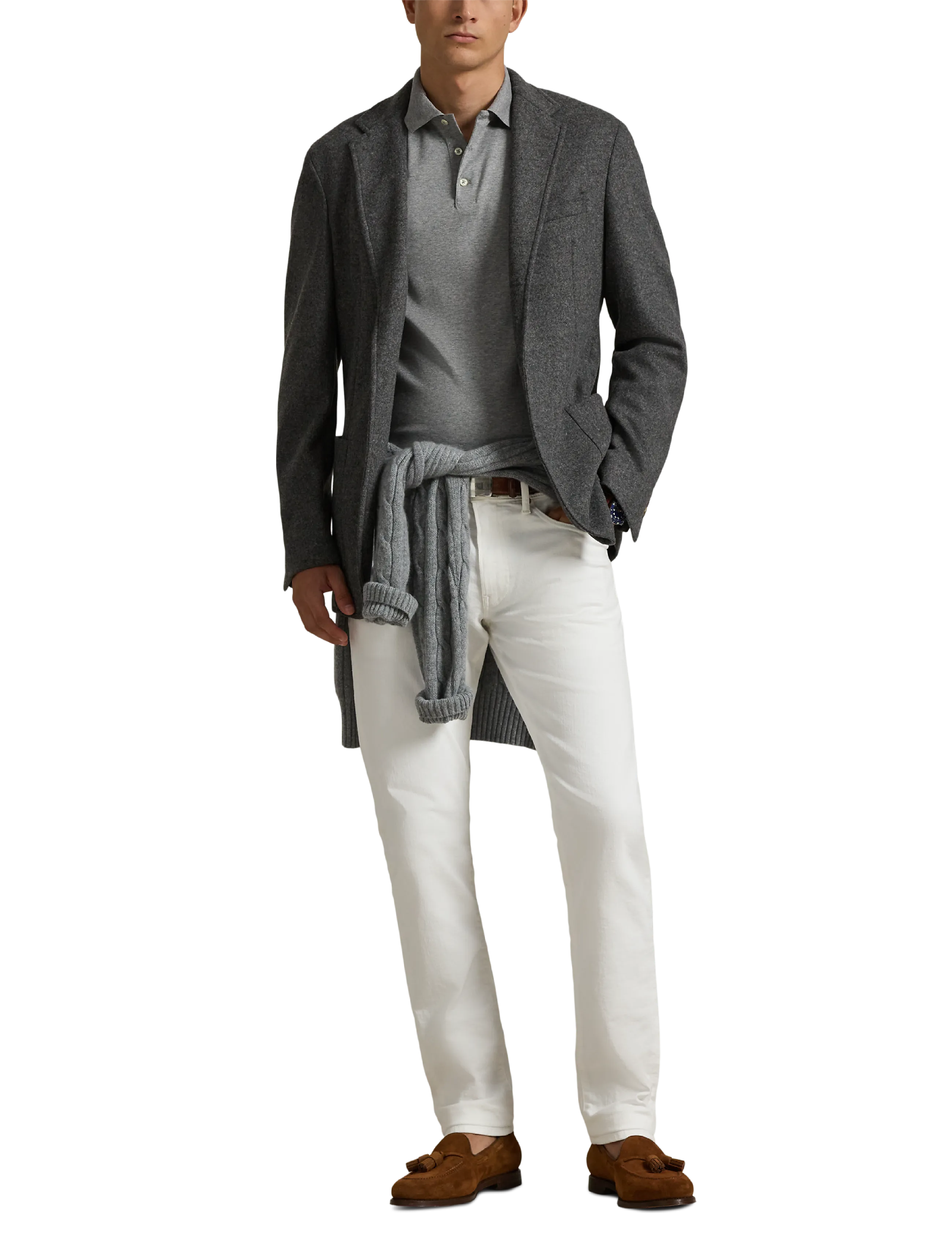 Polo Custom Slim Fit i mjuk grå bomull 6