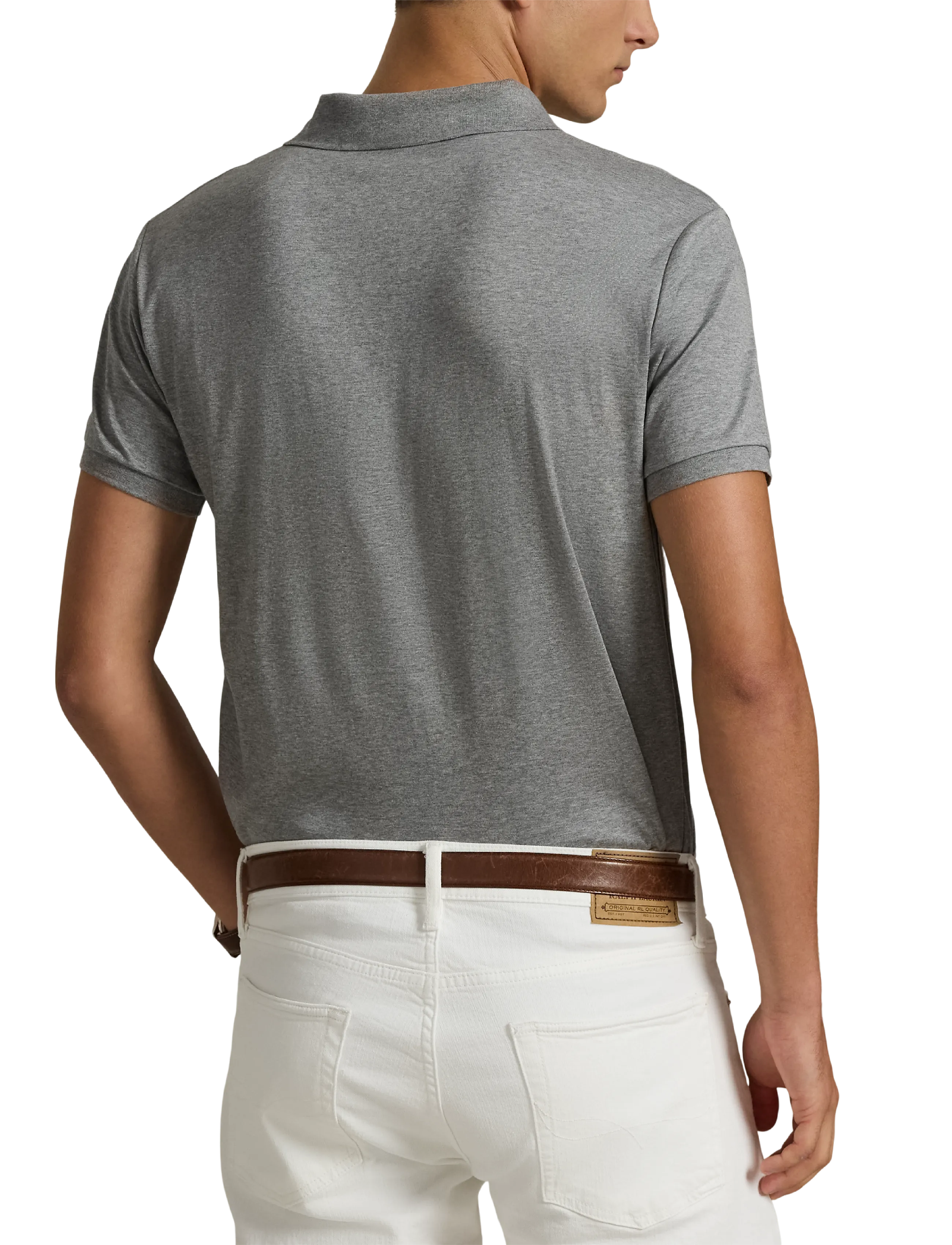 Polo Custom Slim Fit i mjuk grå bomull 8