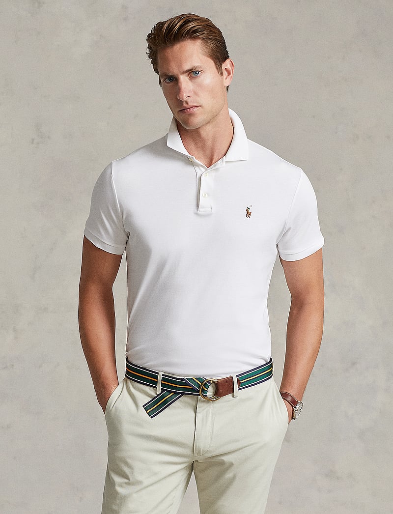 Polo Ralph Lauren - Custom Slim Fit Soft Cotton Polo Shirt - kortærmede poloer - white - 0