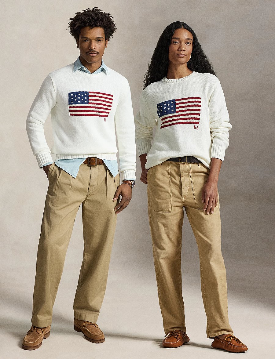 Polo Ralph Lauren - The Iconic Flag Sweater - knitted round necks - deckwash white - 0
