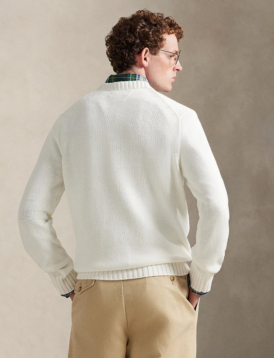 Polo Ralph Lauren - The Iconic Flag Sweater - knitted round necks - deckwash white - 3