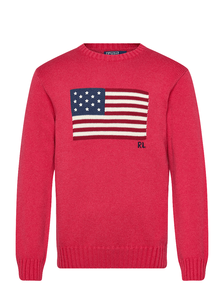 Polo Ralph Lauren - The Iconic Flag Sweater - Ümmarguse kaelusega kudumid - red topaz hthr - 0
