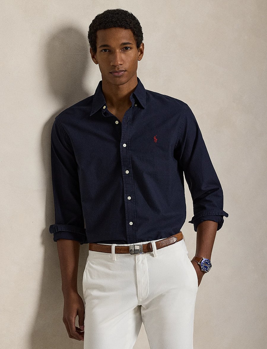 Polo Ralph Lauren - Slim Fit Garment-Dyed Oxford Shirt - oxford-skjortor - rl navy - 5