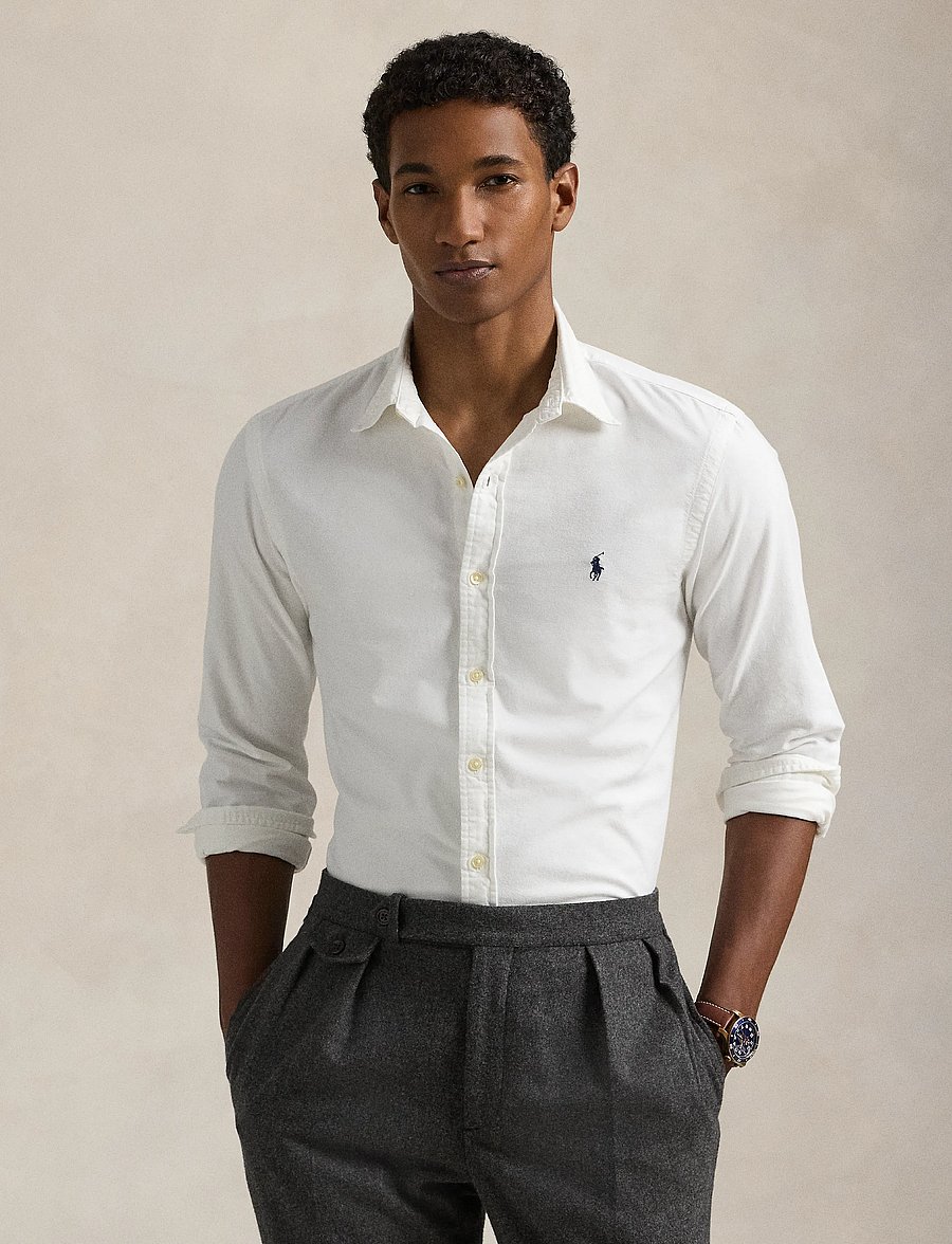 Polo Ralph Lauren - Slim Fit Garment-Dyed Oxford Shirt - oxford-skjortor - white - 0