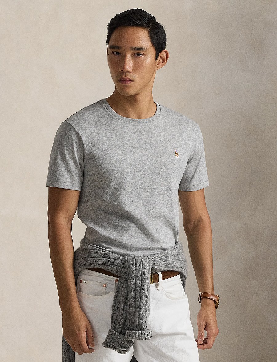 Polo Ralph Lauren - Custom Slim Fit Soft Cotton T-Shirt - lühikeste varrukatega t-särgid - andover heather - 5