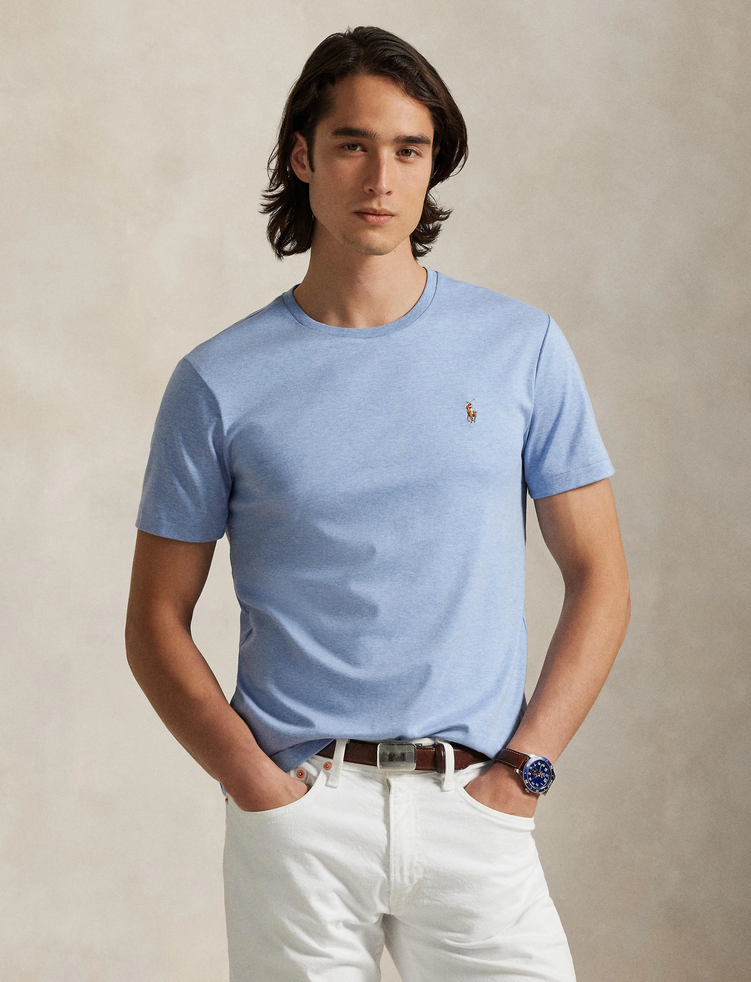 Polo Ralph Lauren PIMA POLO-SSL-TSH - T-Shirts - ISLE HEATHER / blue
