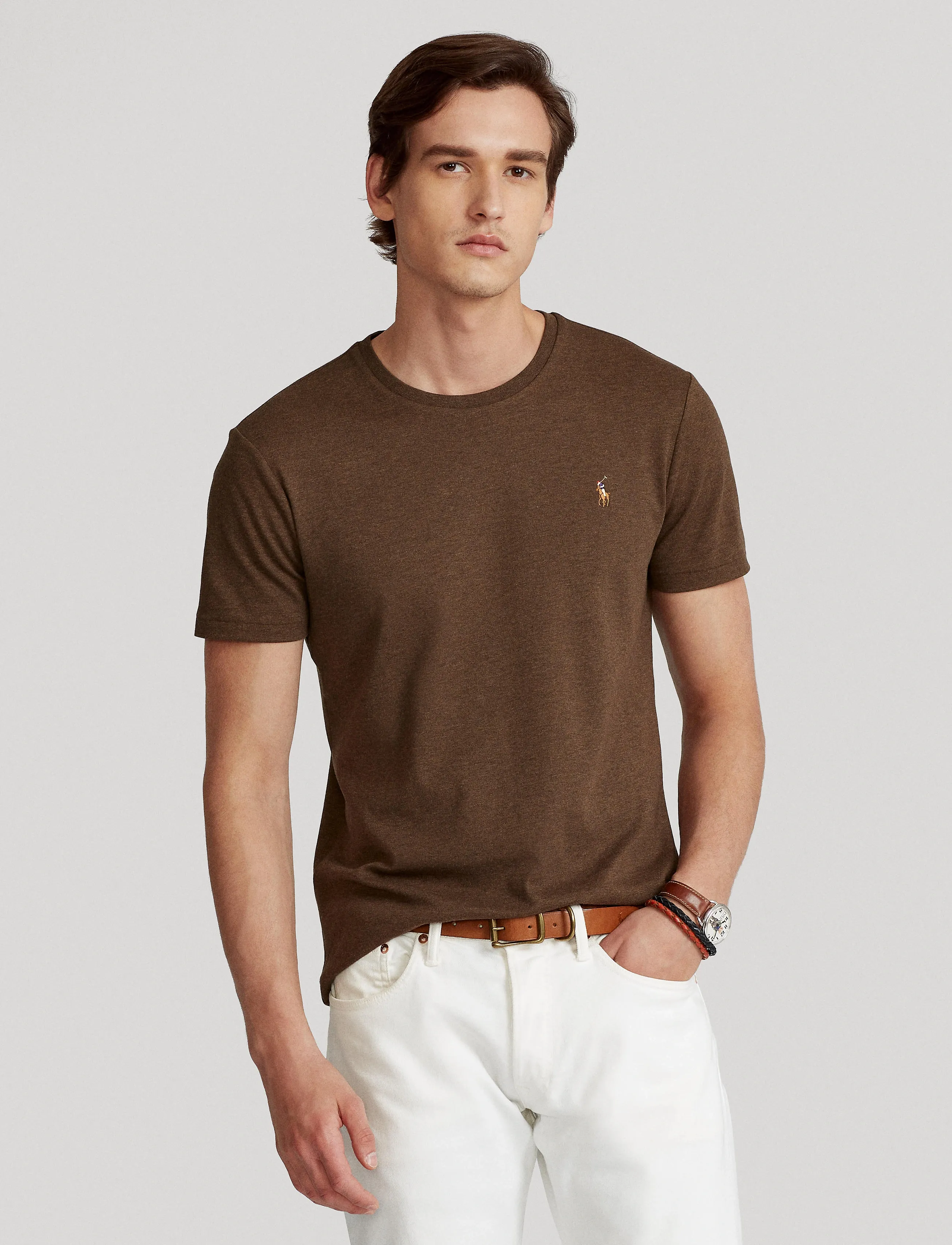 Polo Ralph Lauren Custom Slim Fit Soft Cotton T-Shirt - T-särgid - NUTMEG BROWN HEAT / brown