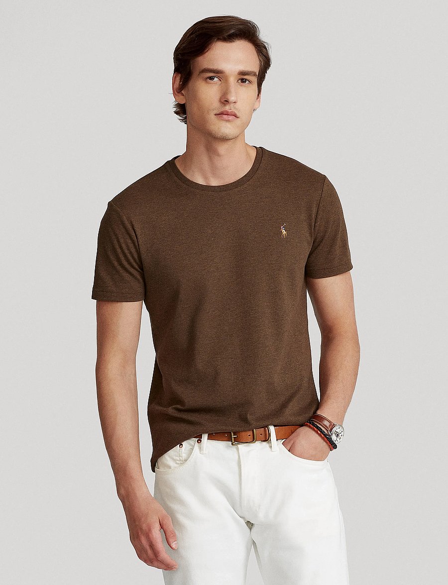 Polo Ralph Lauren - Custom Slim Fit Soft Cotton T-Shirt - short-sleeved t-shirts - nutmeg brown heat - 0