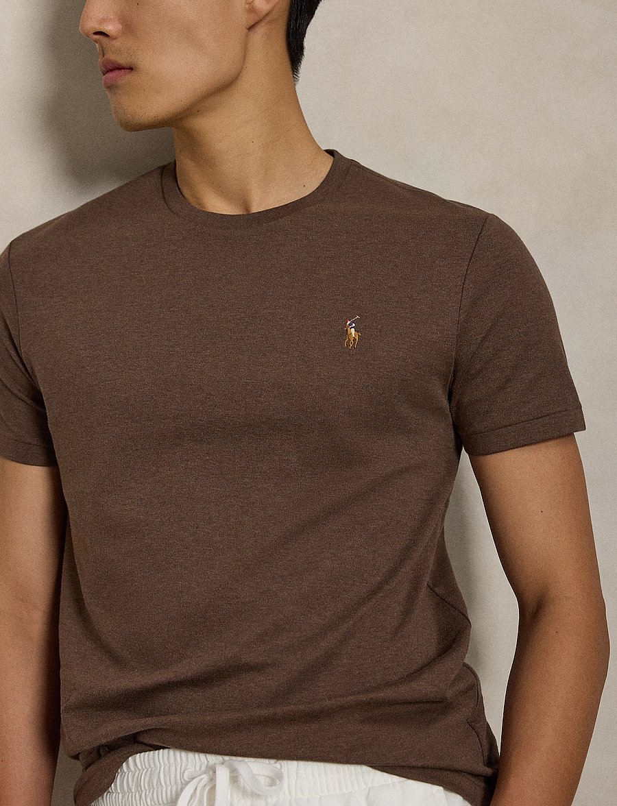 Polo Ralph Lauren - Custom Slim Fit Soft Cotton T-Shirt - short-sleeved t-shirts - nutmeg brown heat - 5