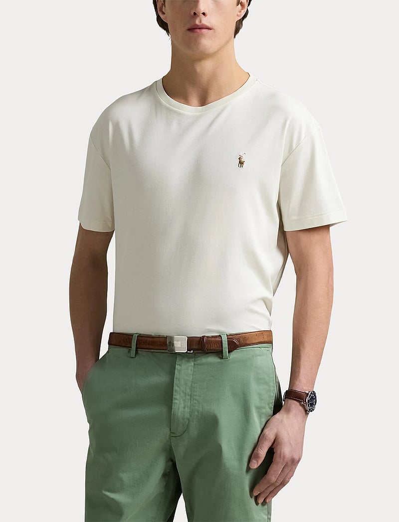 Polo Ralph Lauren - Custom Slim Fit Soft Cotton T-Shirt - kortärmade t-shirts - pale cream - 5