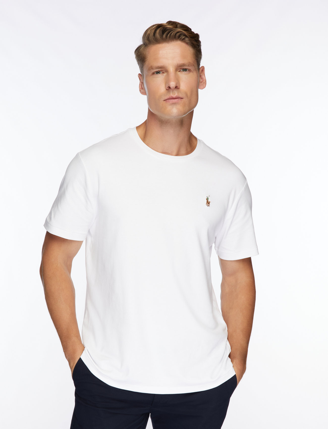 Polo Ralph Lauren - Custom Slim Fit Soft Cotton T-Shirt - kortærmede t-shirts - white - 0