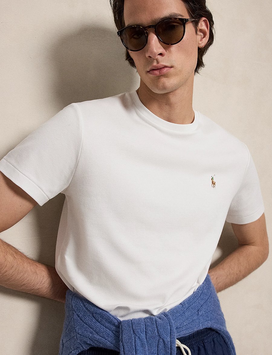 Polo Ralph Lauren - Custom Slim Fit Soft Cotton T-Shirt - lühikeste varrukatega t-särgid - white - 4