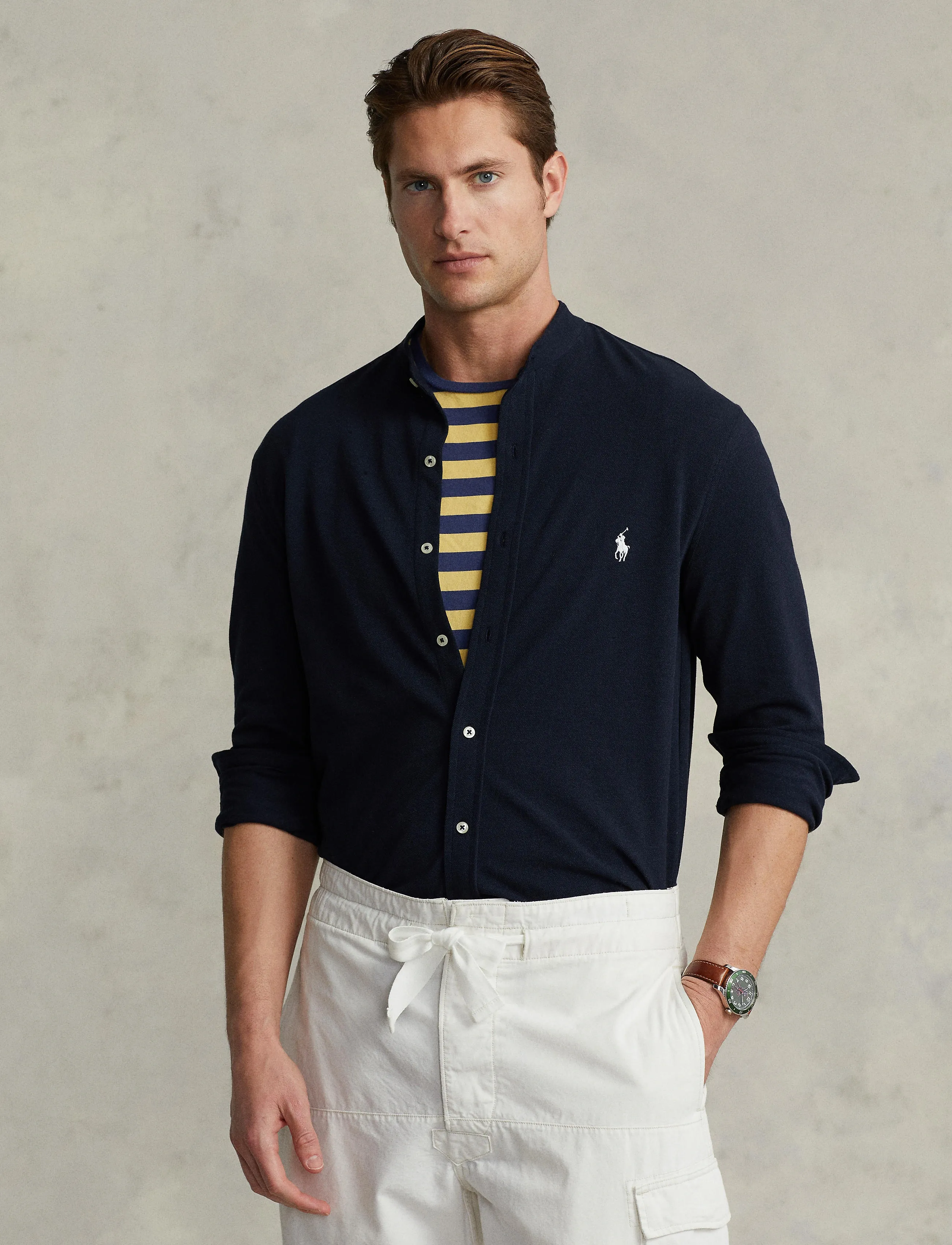 Polo Ralph Lauren - Featherweight Mesh Shirt - casual shirts - aviator navy - 4